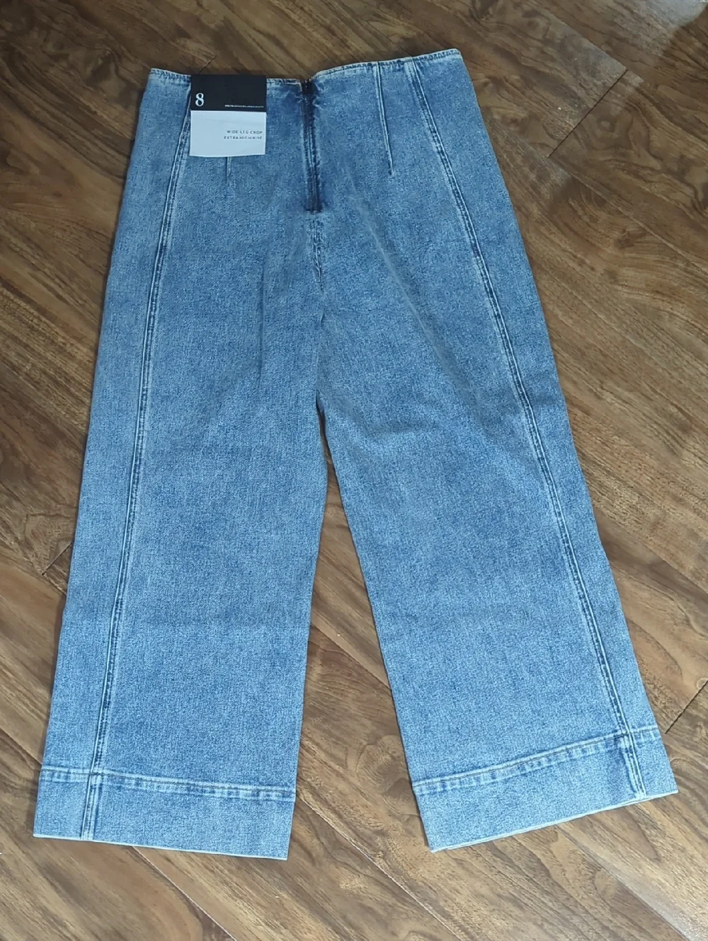 High-Rise Wide-Leg Cropped Jeans - Blue